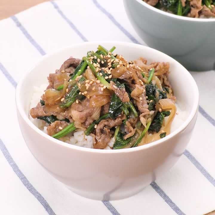 ほうれん草牛丼