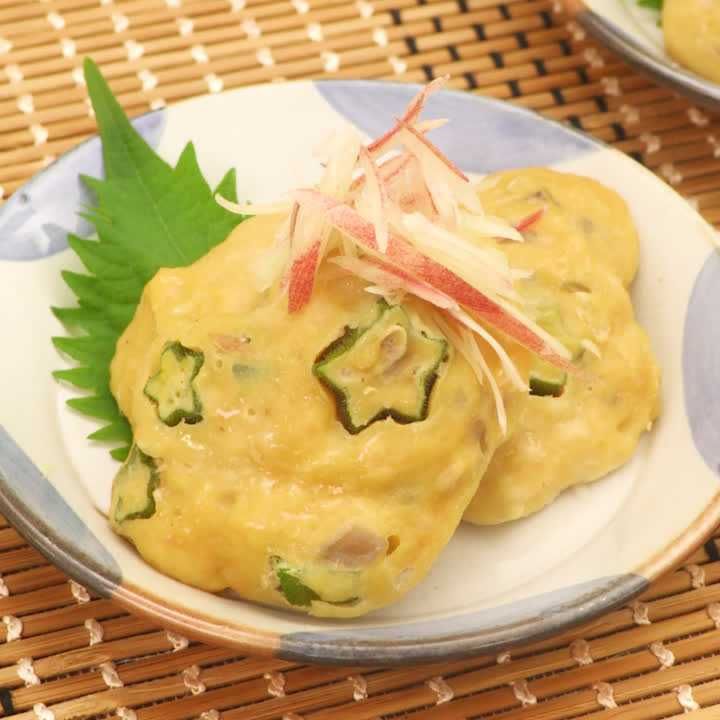 オクラとみょうがのレンジつくね