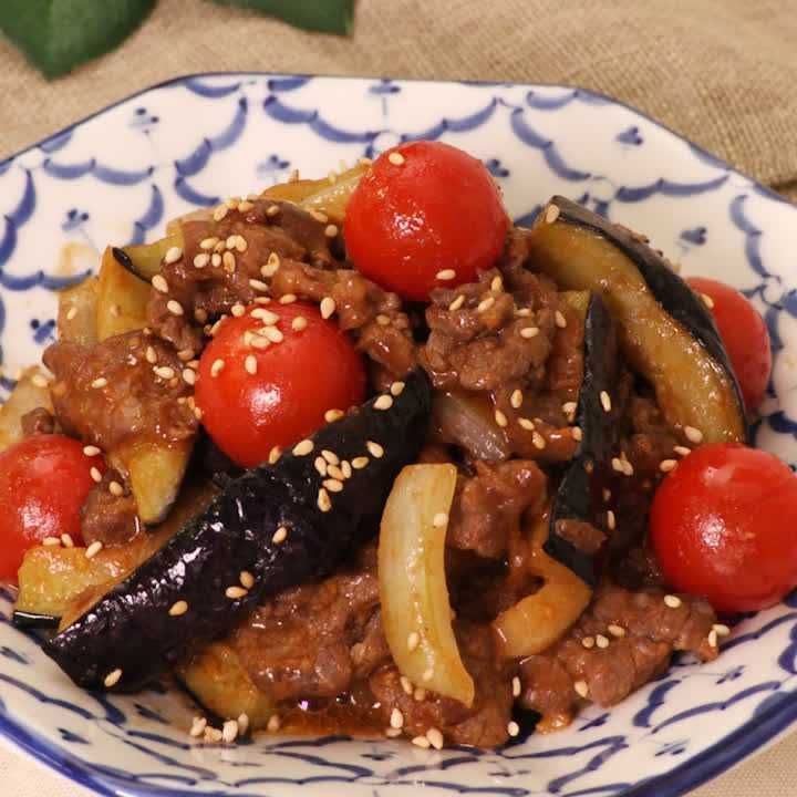 なすと牛肉の韓国風炒め