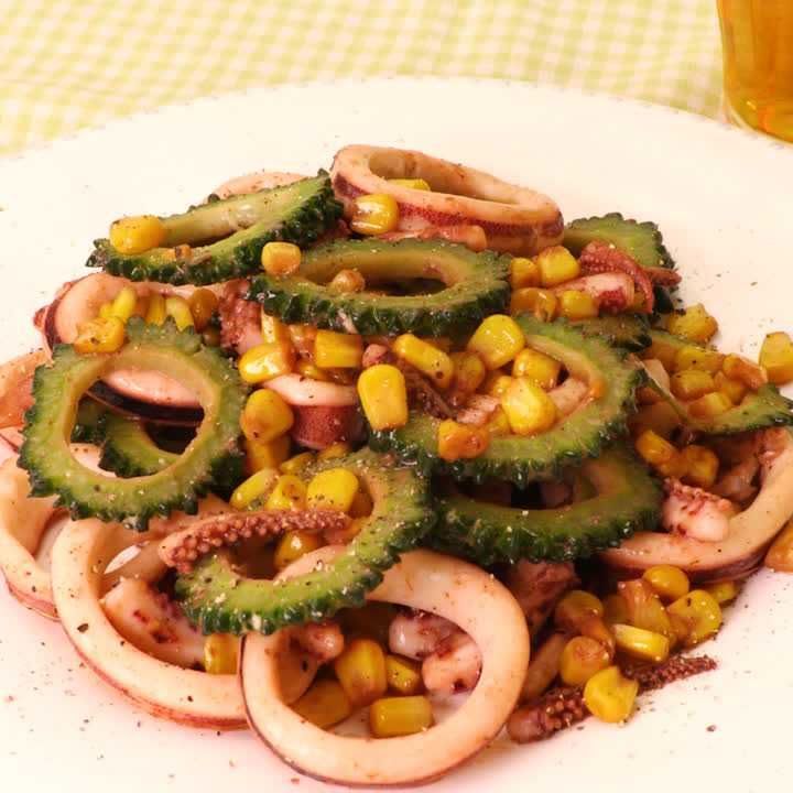 イカとゴーヤのマヨ炒め