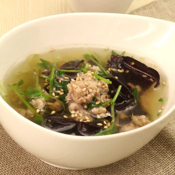 豆苗ときくらげの中華スープ