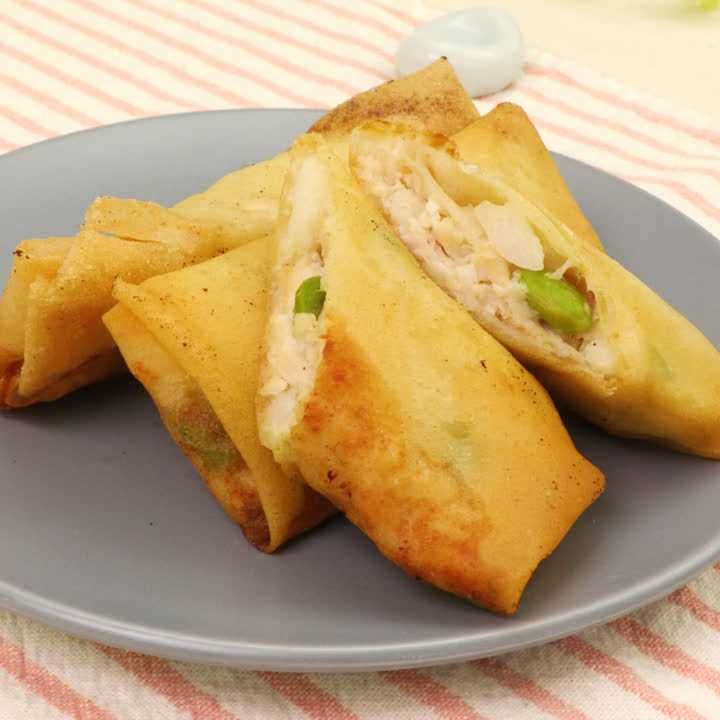鶏ひき肉と長芋の春巻き