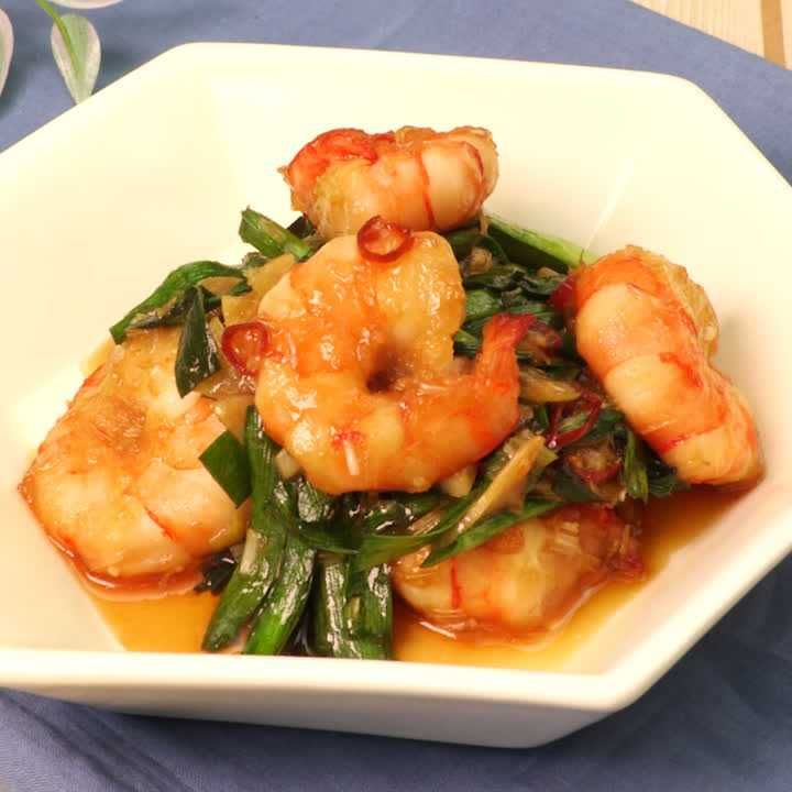 エビとニラのピリ辛にんにく炒め