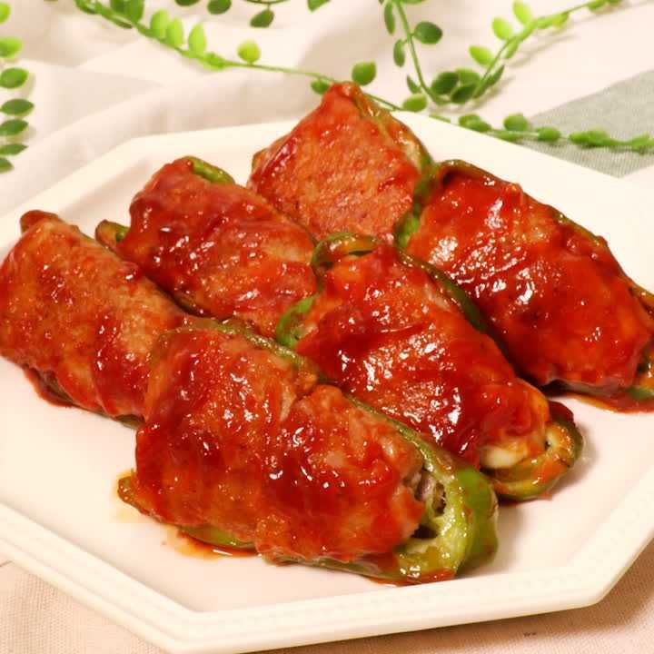 チーズ入りピーマンの肉詰め