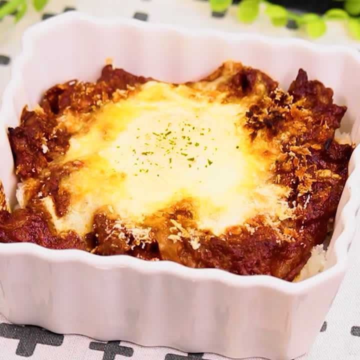 半熟卵の焼きハヤシライス