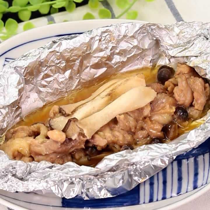 せせりとキノコのホイル焼き