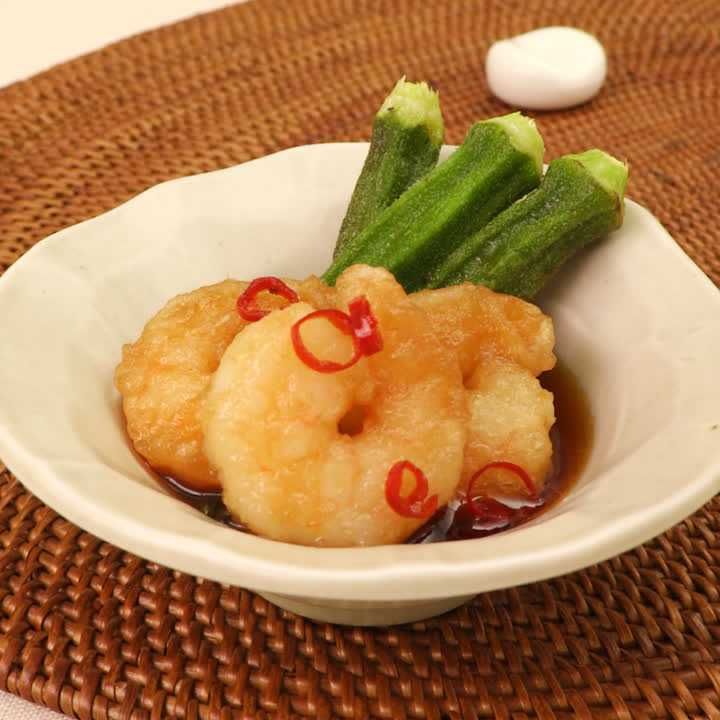 オクラとえびのしょうが揚げ浸し