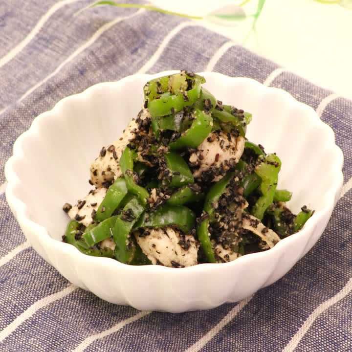 お弁当のおかずにぴったり ピーマンとささみのごま和えのレシピ動画 作り方 Delish Kitchen