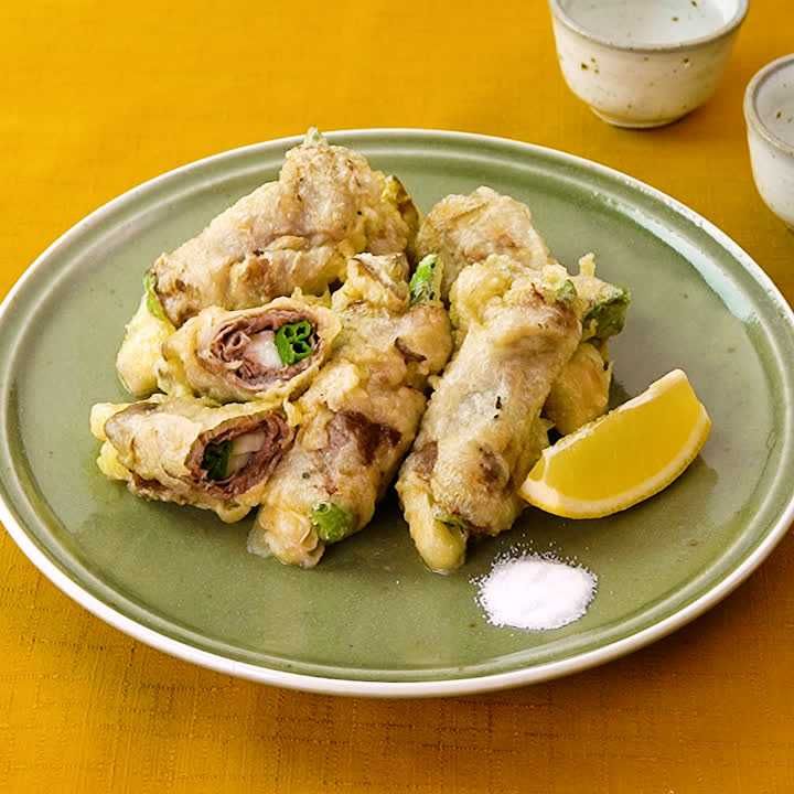 ししとうの牛肉巻き揚げ