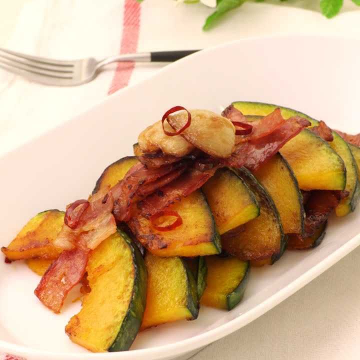 かぼちゃとベーコンのペペロンチーノ