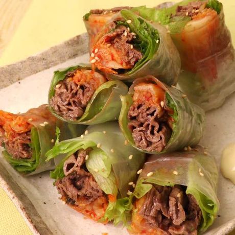 タレなしでそのまま食べる 焼肉キムチ生春巻きのレシピ動画 作り方 Delish Kitchen