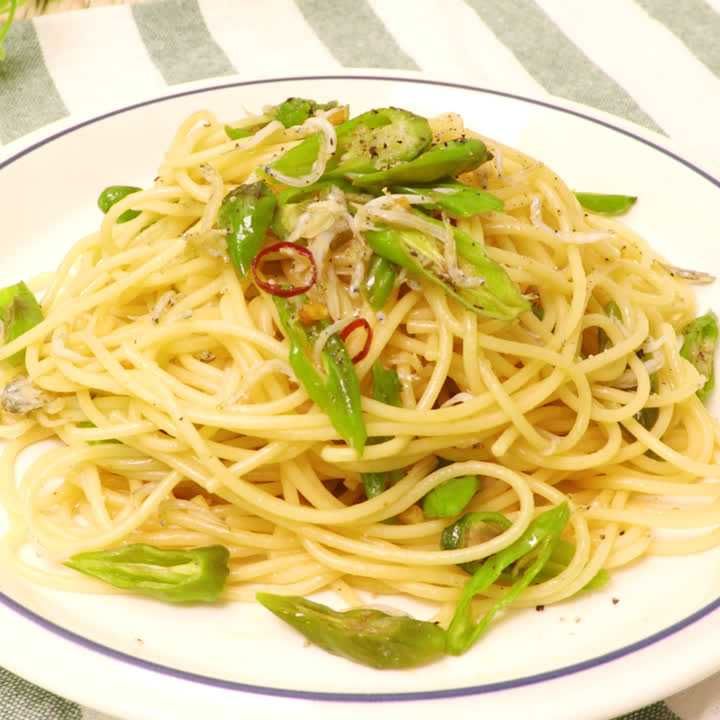 ししとうとしらすのオイルパスタ
