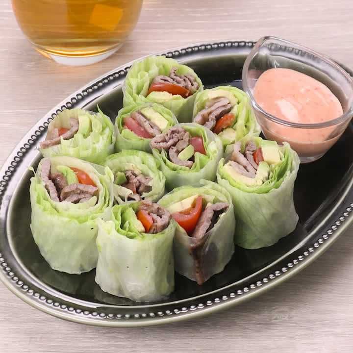 牛肉とレタスの生春巻き