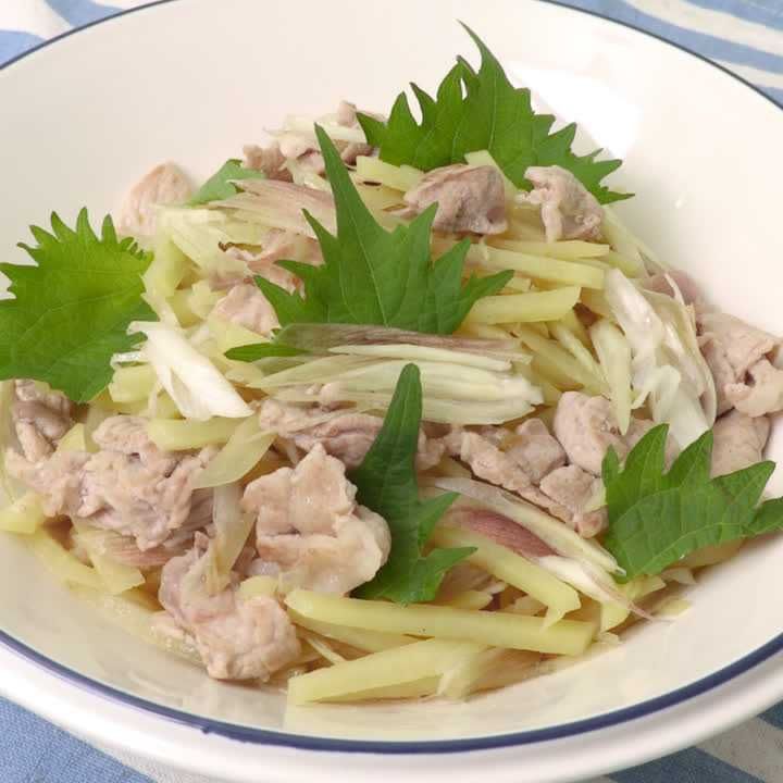 豚じゃがみょうがの柚子胡椒炒め