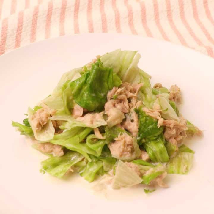 蒸しレタスのツナマヨあえ