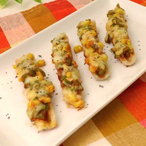 「ちくわのピザ風チーズ焼き」のレシピ動画