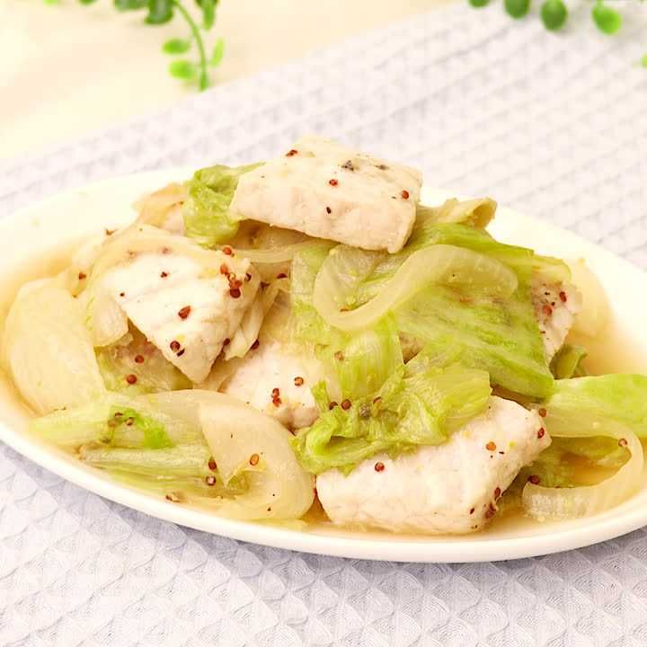 レタスとメカジキのマスタード炒め