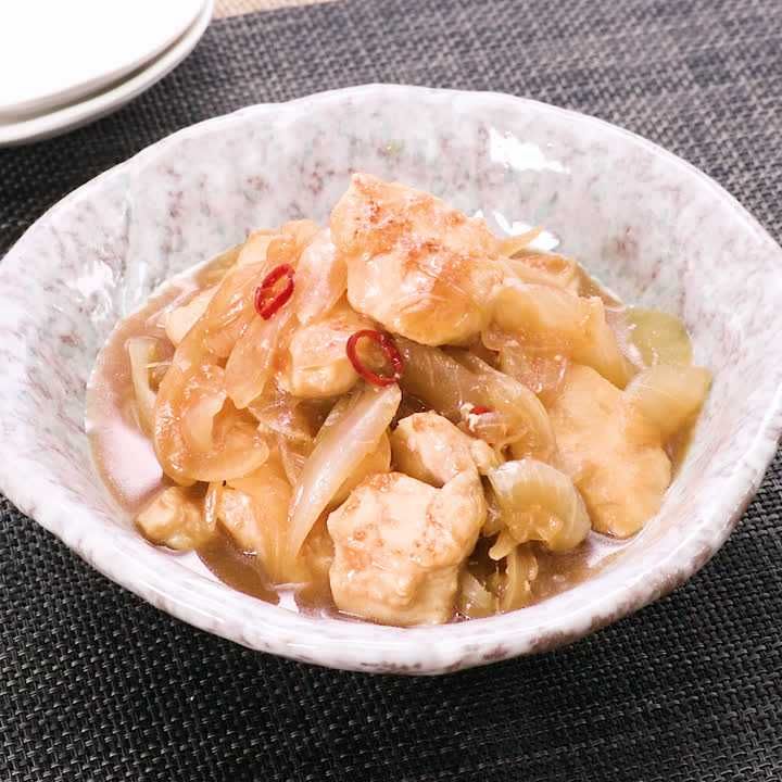 玉ねぎと鶏ささみの焼き漬け