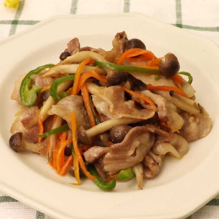 豚バラとしめじのマヨジンジャー炒め