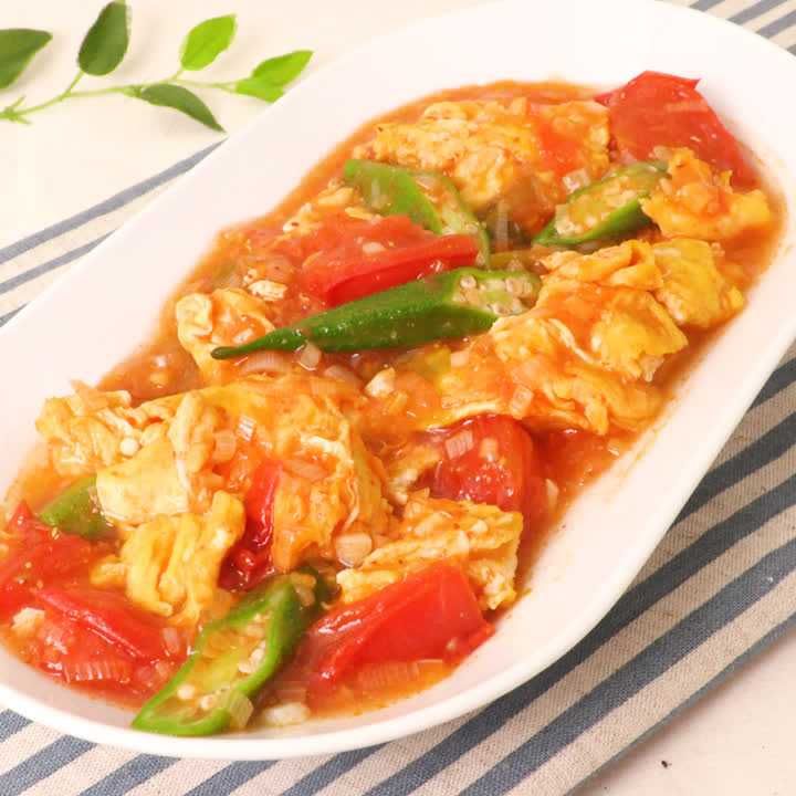 オクラとトマトのチリソース風