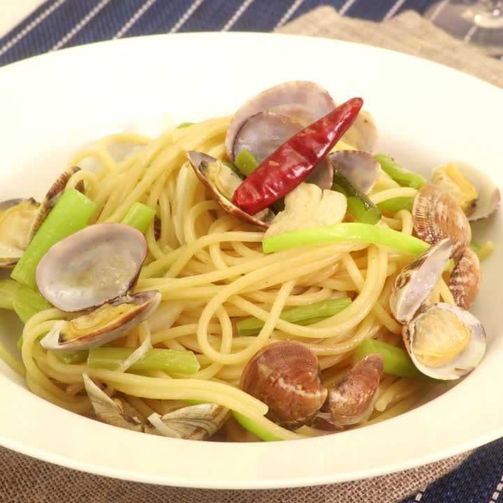 野沢菜とあさりのボンゴレパスタ