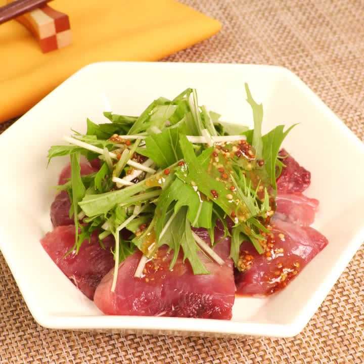 かつおと粒マスタードのカルパッチョ