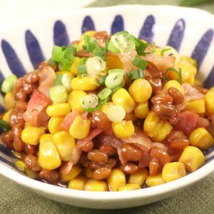 納豆とコーンの和風炒め