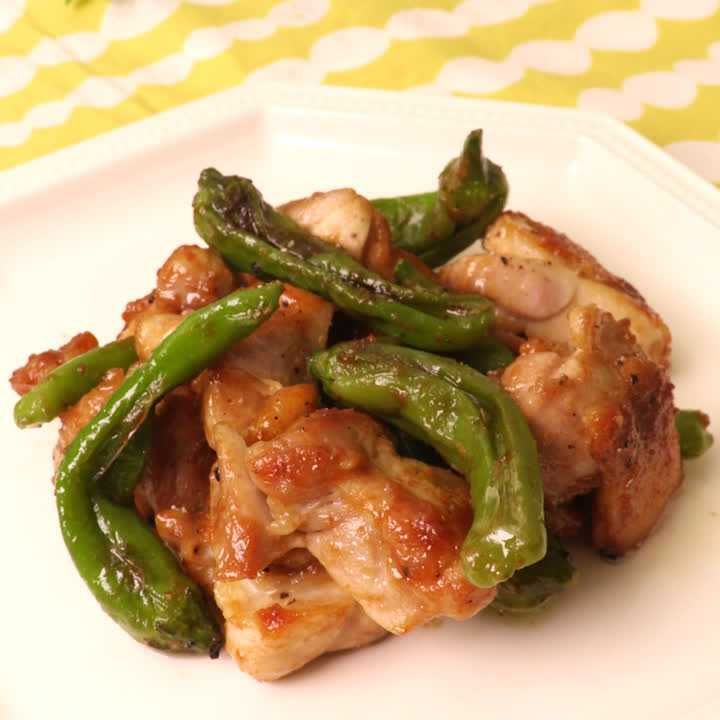 鶏肉とししとうのオイマヨ炒め