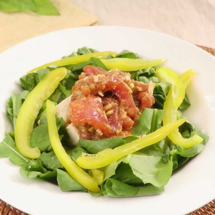 マグロの韓国風豆腐サラダ