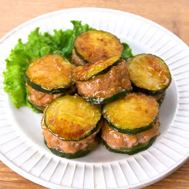 ズッキーニのひき肉はさみ焼き