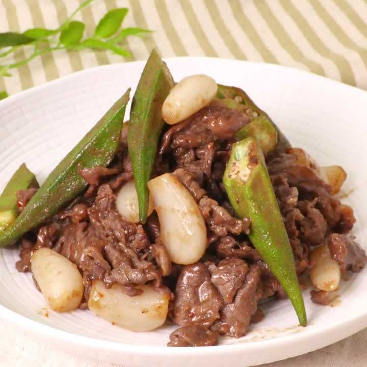 らっきょうと牛肉の炒め物