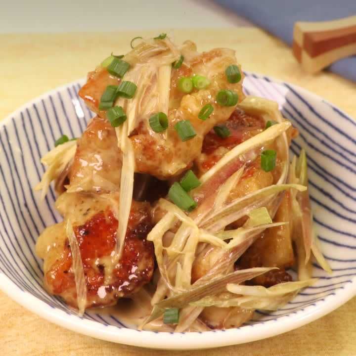 鶏むね肉とみょうがのわさび醤油和え