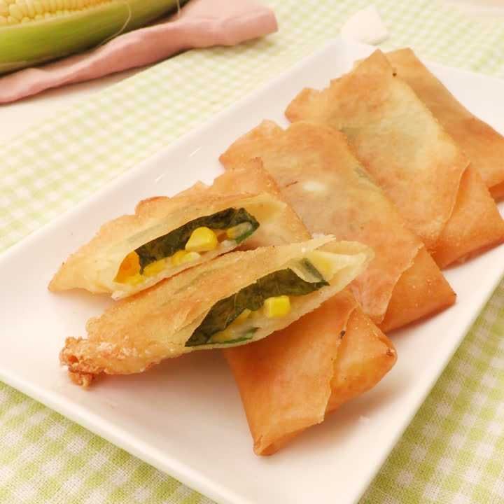とうもろこしと大葉チーズの春巻き