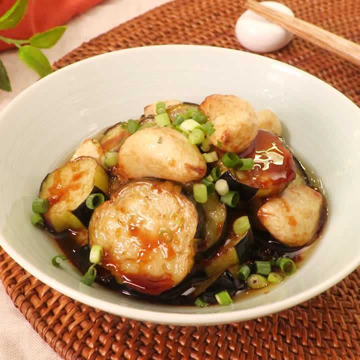 揚げなすにんにくの中華だれ