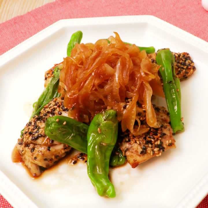 サバのごま焼きとししとうの甘辛ねぎだれ