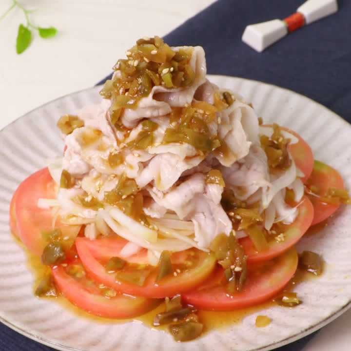 豚バラとトマトのザーサイ冷しゃぶ