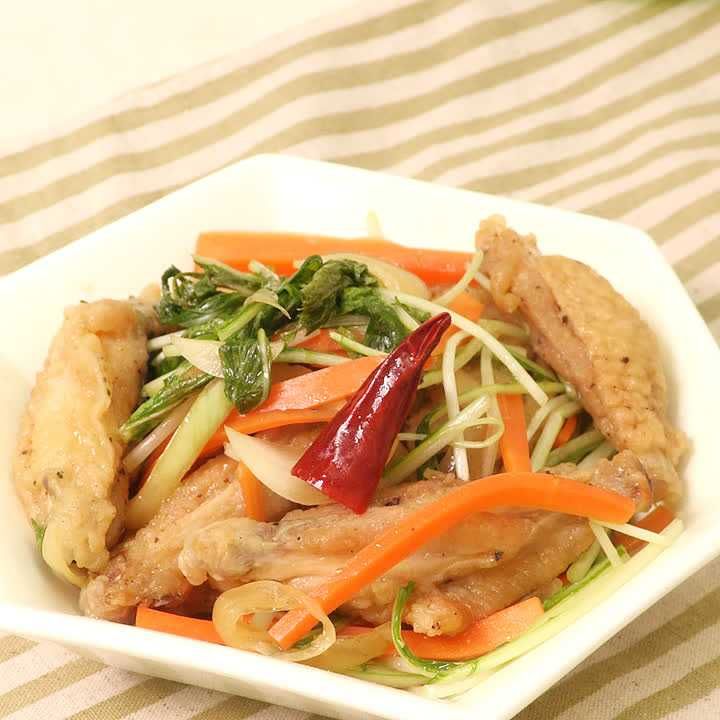 手羽中と水菜の和風揚げ浸し