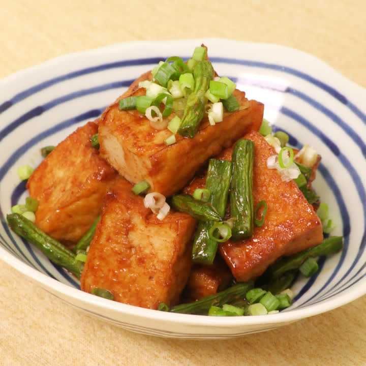 厚揚げといんげんのコチュジャン照り焼き