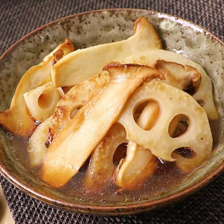エリンギとれんこんの焼きびたし