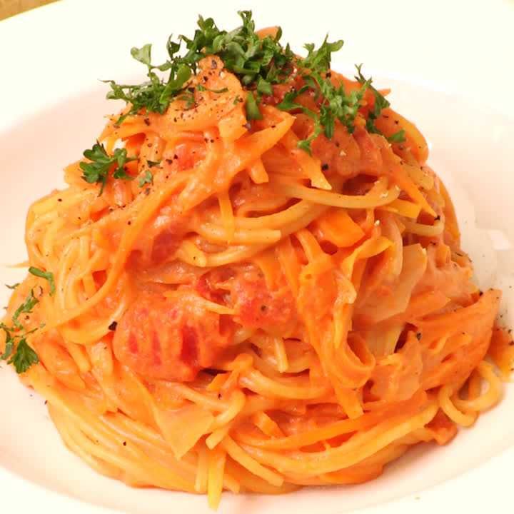 にんじんのベジトマトクリームパスタ