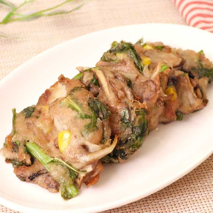 まいたけとツナのミニチヂミ