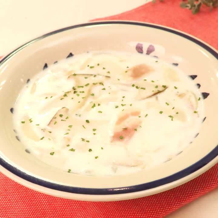 エリンギとベーコンのクリームスープ