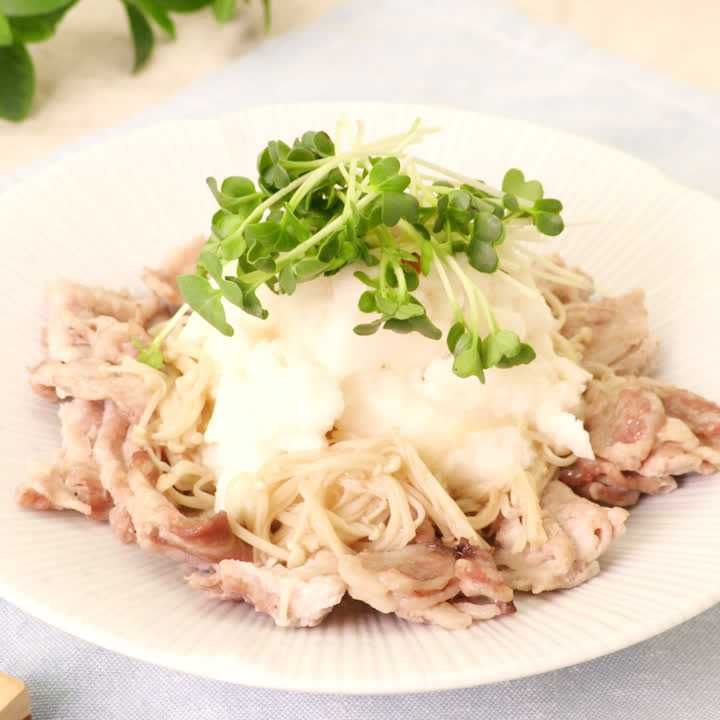 豚ロースと長芋の梅にんにくレンジ蒸し