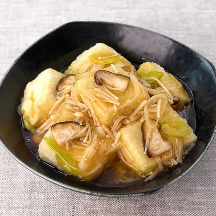 揚げ豆腐のきのこあんかけ