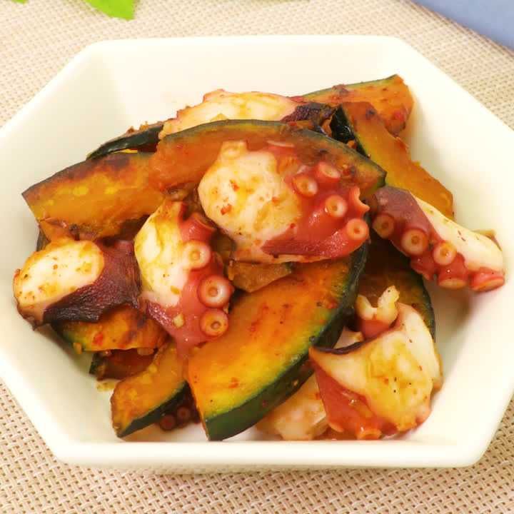 たことかぼちゃのスパイシー炒め