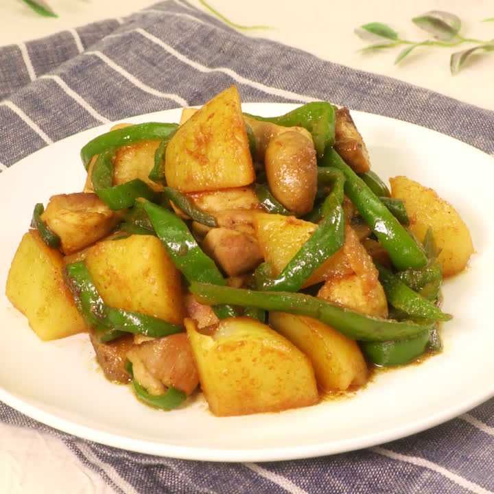 マッシュルームと鶏肉のカレー炒め