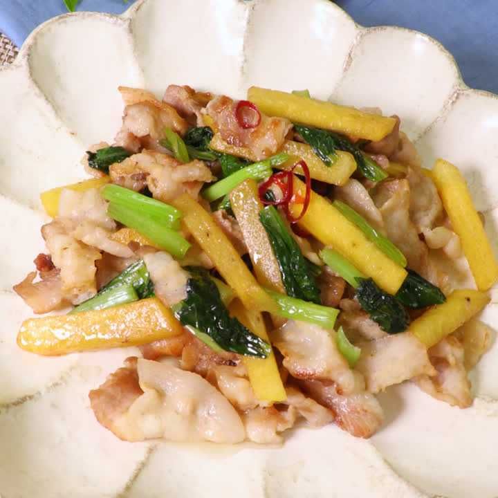 柿と豚肉の炒め物