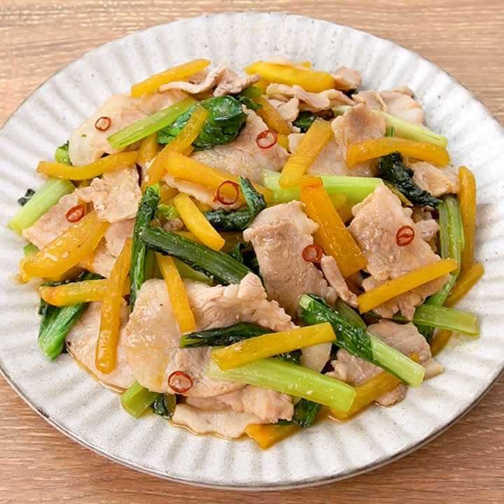 柿と豚肉の炒め物