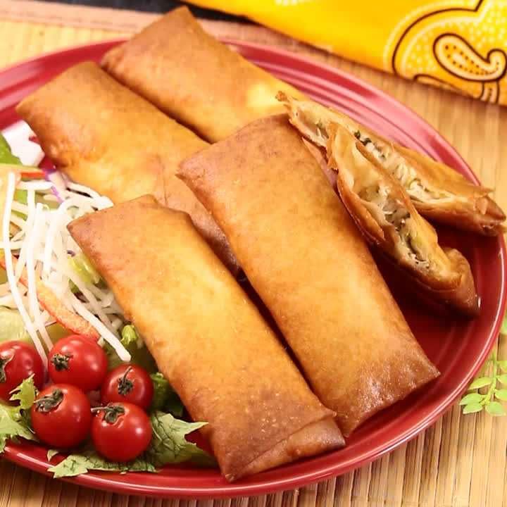 爽やかな味わい キャベツとツナの梅マヨ春巻きのレシピ動画 作り方 Delish Kitchen