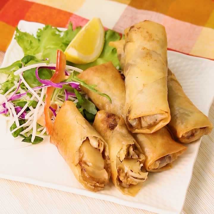 きのことホタテの春巻き